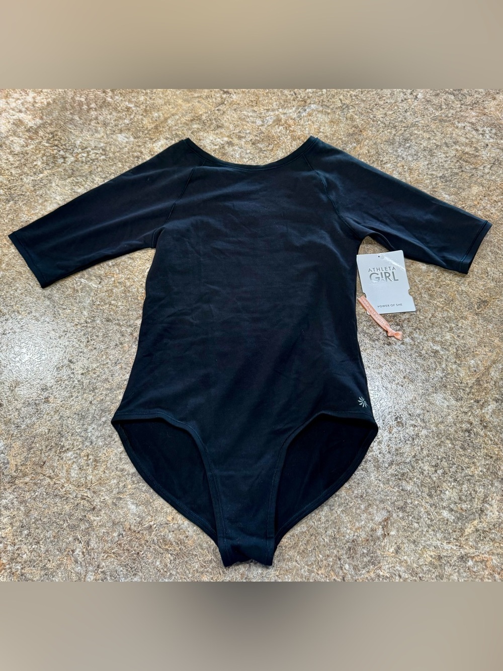 Athleta Girl Black Dance Gymnastics Leotard Size XL 14 NWT